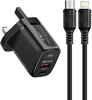 Xawy Phone Fast Charger 20W USB C Wall Charger with Black 1M USB C to Charging Cable Fast USB-C PD Charger Compatible with Phone 13 12 Pro SE XR XS Max X 8 Plus iPad Pro iPad Air (Black)