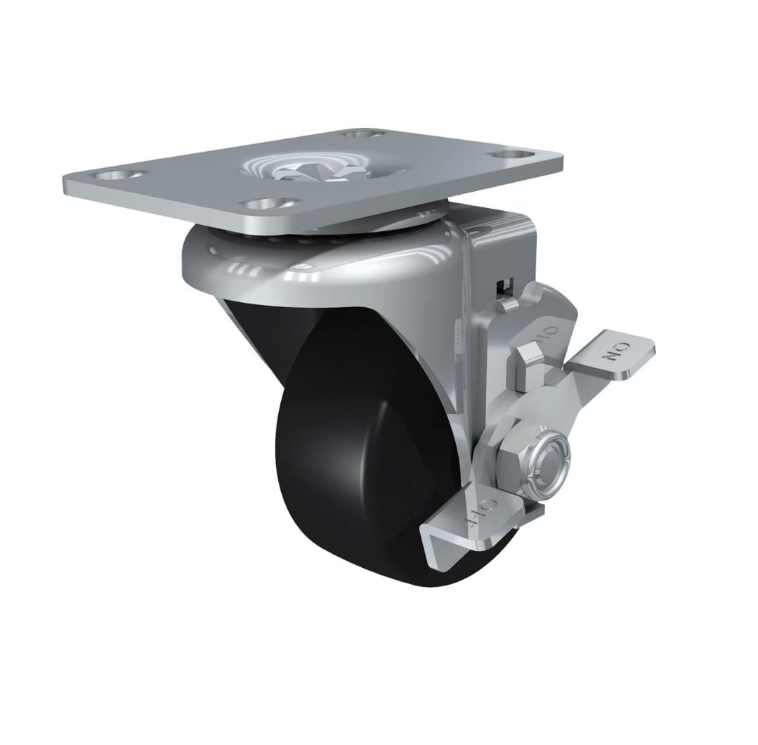 TCH Hardware 3-1/2" Swivel Caster with Brake, Gray Tire and Aluminum Core
