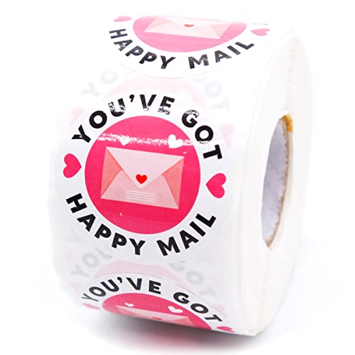 Bonitas calcomanías de correo con texto en inglés "You've Got Happy Mail Business", divertidas calcomanías de correo Happy Mail, calcomanías de envío para pequeñas empresas, 500 unidades