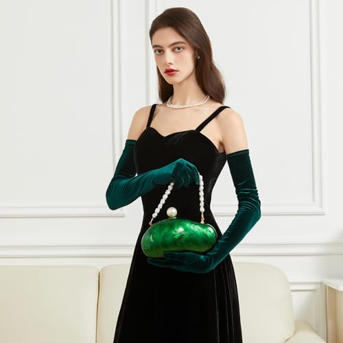Image of Huralona Acrylic Evening Clutch Purses for Women Shell Handbag Chic Clutch Bag With Baroque Irregular Pearl Chain Strap