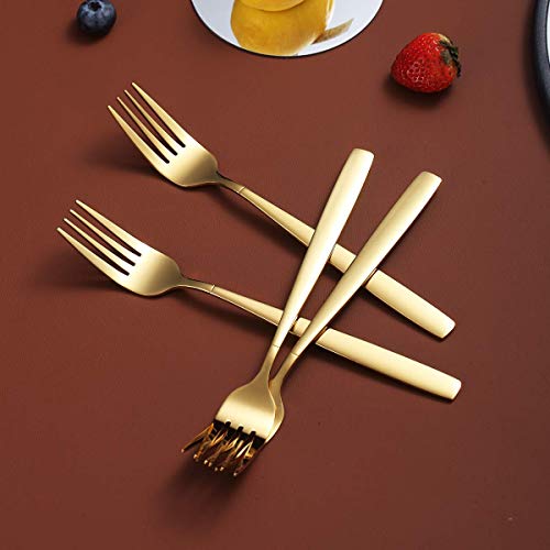 Berglander Gold Dinner Forks Of 4, Stainless Steel Titanium Golden Plating Fork Set, Forks And Spoons Silverware, Spoons And Forks Set #TOP3