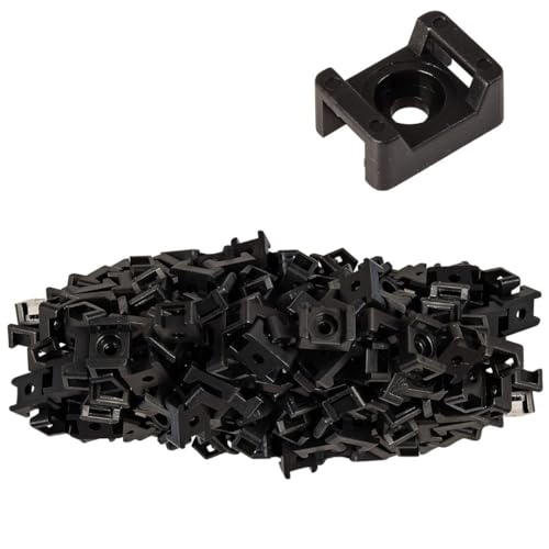 GTSE 100-pack med svarta skruvmonterade kabelbindningsbaser - kabelband upp till 9 mm breda - 5 mm (M5) skruvhål - sadelmontering kabelfästen