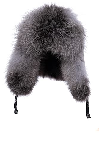 Real Rex Rabbit Fur Airman Hat Unisex-Adult Winter Aviator Hat Windproof Fox hat Outdoor
