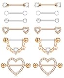 Shakalaka Surgical Steel Nipple Rings Body Piercing Jewelry for Women with Cute Heart 14g Rose Gold