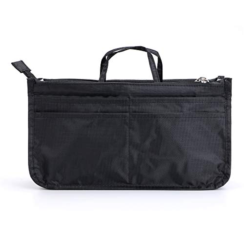BTSKY Printing Handbag Organizers Inside Purse Insert - High Capacity 13 Pockets Bag Tote Organizer with Handle (Black) by BTSKY - Used condition - US$9.34