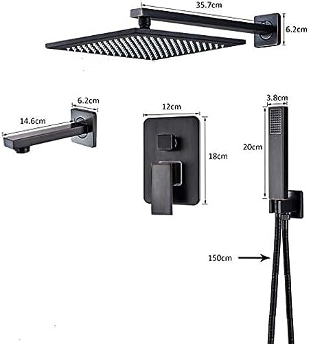 Brass rainfall shower head encastrable noir mat pour douche italienne - 6