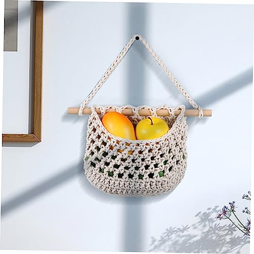 Cesta de macramé colgante para organizar frutas en la cocina 5