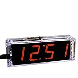 Krasnoyar Electronic DIY Voice Digital Clock Making Kit Digital Tube LED Clock Single Chip Microcomputer Welding Training Alarm Clock Temperature Date Time with Transparent Case (Red)