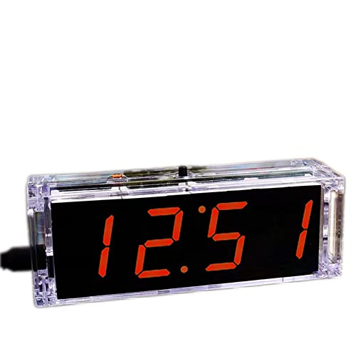 Krasnoyar Electronic DIY Voice Digital Clock Making Kit Digital Tube LED Clock Single Chip Microcomputer Welding Training Alarm Clock Temperature Date Time with Transparent Case (Red)