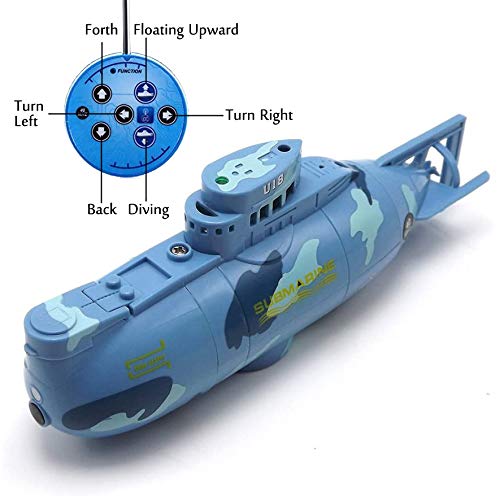 Tipmant Mini Rc Submarine Toys Remote Control Boat Electric Swim Diving Fish Tank Water Tube Kids Birthday Gifts (Blue) #TOP1