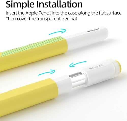 Image of Pencil Case for Apple Pencil (USB-C) 3rd Generation Silicone Protective Cover Sleeve, Supports Magnetic Attachment 3rd Gen (Yellow)