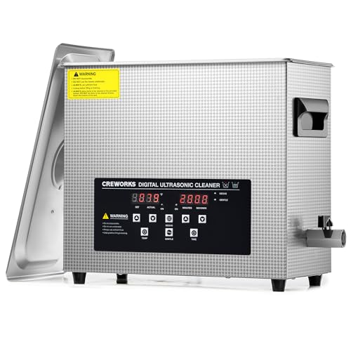 CREWORKS 6L Digital Ultrasonic Cleaner with Degas & Gentle Modes, 1.6 gal. Ultrasonic Cleaning Machine, 180W Professional Ultrasound Cleaner with 300W Heater & 1-30 min. Timer for Glasses Toys Tools