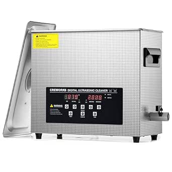 CREWORKS 6L Digital Ultrasonic Cleaner with Degas & Gentle Modes, 1.6 gal. Ultrasonic Cleaning Machine, 180W Professional Ultrasound Cleaner with 300W Heater & 1-30 min. Timer for Glasses Toys Tools