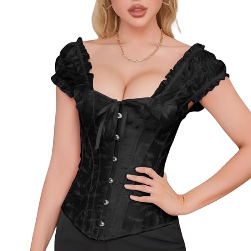 Corpete Corset Corselet Espartilho Modela Cintura Melhora Postura Alça Floral Linha Casual Preto M56