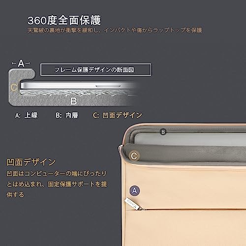 [Voova] パソコンケース 13 13.3インチ 耐衝撃 PCケース ノートパソコン ケース軽量パソコンカバー PCバッグ 撥水加工ノートパソコンバッグ 取っ手付きパソコンけーす女性 女の子用 MacBook Air 13 M2/M3 2018-2025, MacBook Pro 13/14, 13.3" Dynabook 対応可能（アプリコット）
