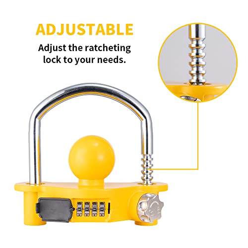Honesaloc Trailer Hitch Locks U-Shape Universal Adjustable Storage Security Heavy Duty Patent Design Trailer Coupler Lock With Combination Lock #TOP2