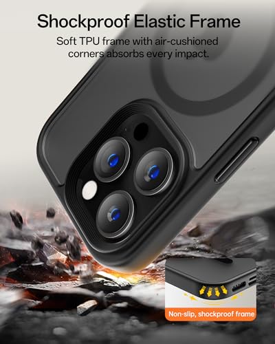 Image of UNBREAKcable Magnetic for iPhone 14 Pro Max Case, Compatible with MagSafe, Full Camera Protection, Built-in Magnetic Ring, Drop Protection Shockproof Slim Phone Cover (Black)