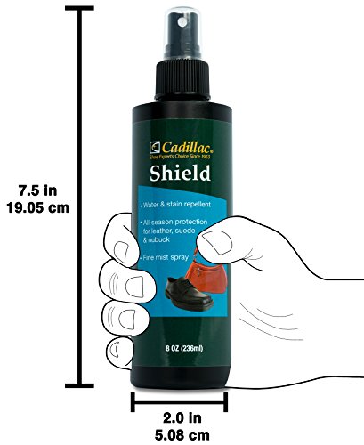 Cadillac Shield Water And Stain - Leather And Fabric Protector Spray - Great For Shoes - 8 Oz - Non Aerosol - Waterproof And Protect Suede, Leather, Nubuck, Fabric, Nylon, Polyester & More #TOP4