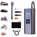 Mepham Pompa ad aria elettrica, compressore portatile e pompa elettrica per bici (150 PSI) con luce LED e arresto automatico, adatta per auto, bici elettriche, moto e palloni.