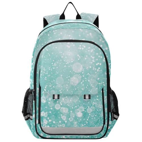GAIGEO Teal Turquoise Glitter Sparkle Child Backpack, Anti Theft Backpack, Bookbag for School with Chest Strap, Backpack Boys 6-8