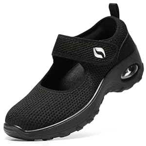 STQ Womens Walking Shoes Non Slip Orthopedic Shoes Adjustable Mary Jane Shoes
