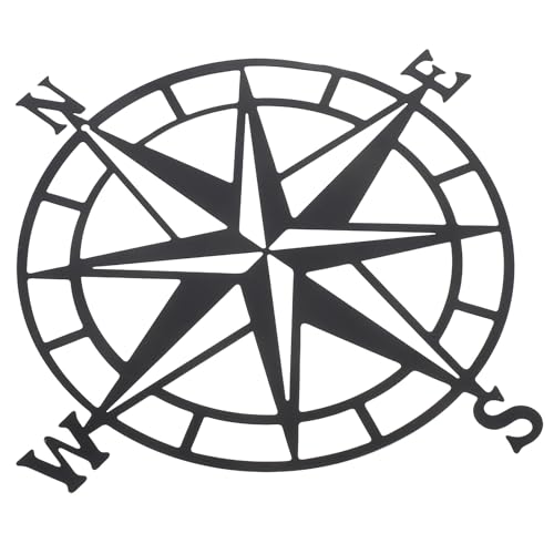 POPETPOP Brújula Metálica Decorativa Estilo Rústico Escultura Mural Náutica Redonda para Sala Cocina Baño y Oficina con Temática Playa