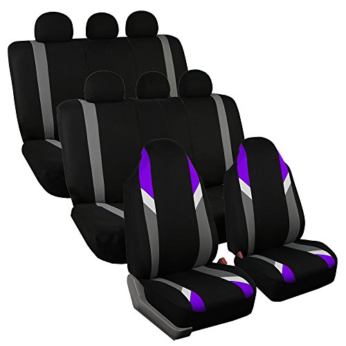 FH Group Supreme Modernistic Three Row Car Seat Covers, Airbag and Split Ready, 8 Seater - Universal Fit for Cars, Trucks, & SUVs Purple by FH Group - Used condition - US$23.07