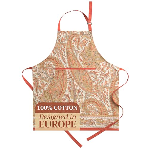 Maison d' Hermine Kashmir Paisley 100% Cotton Apron with an Adjustable Neck & Hidden Center Pocket, 27.50 - inch by 31.50 - inch