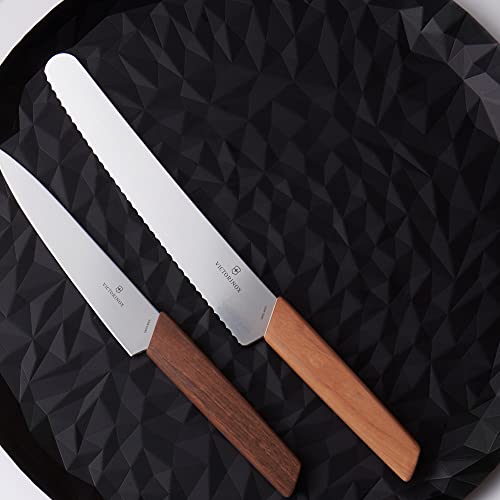 Victorinox Faca de pão suíça moderna, 21,5 cm, madeira de nogueira