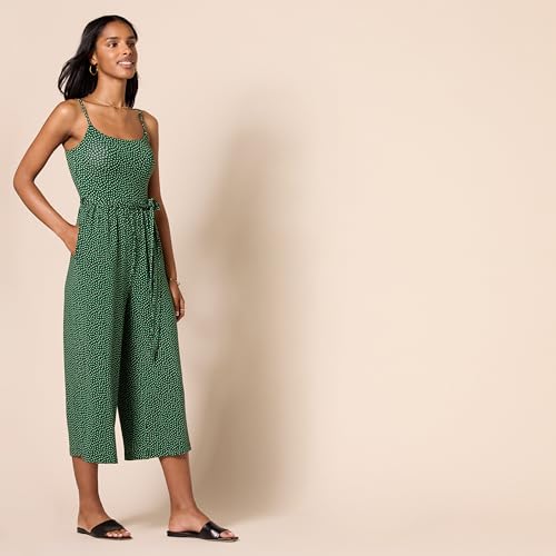 Amazon Essentials Womens Jersey Cami Cropped Wide Leg Jumpsuit, Emerald Green, Clouds, X-Small by Amazon Essentials - Used condition - Image 3
