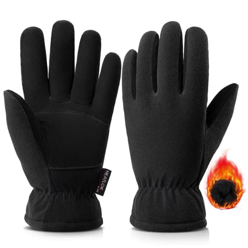 OZERO Winter Gloves for Men & Women | -30℉ Warm Thermal Running Cycling and Work Gloves for Men Cold Weather | Deerskin and Polar Fleece Insulated Winter Gloves Men