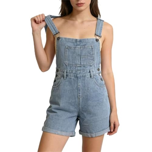 Salopette courte en jean femme avec bretelles réglables pour s'ajuster à toutes les silhouettes