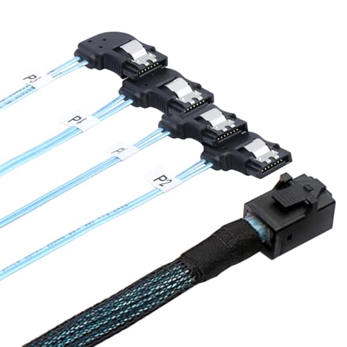 Cable Mini SAS HD a 4 SATA Ángulo Recto 1m