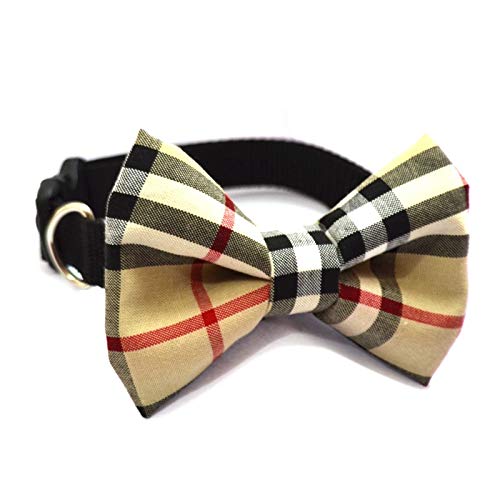 That Dog In Tuxedo Furberry Plaid Dog Bow Tie with Adjustable Dog Collar (Beige, Size Small) (B01LL6834Q) Amazon Price History, Amazon Price Tracker
