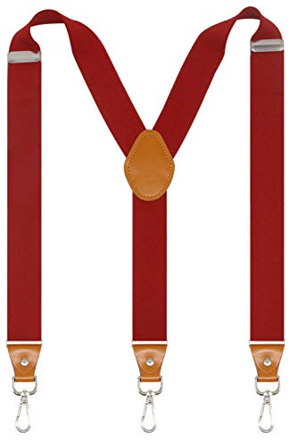 Image of Mens Suspenders with 3 Swivel Hooks Belt Loops 1.4 Inch Wide Heavy Duty Adjustable Braces