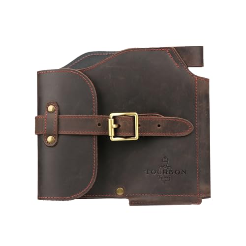 Tourbon Leather Logging Belt Kit Faux Fleece Padded Tool Belts with Suspenders Felling Wedge Pouch Axe Sheath Protector Adjustable Waist Fits 33\"-47\"(1 SET)
