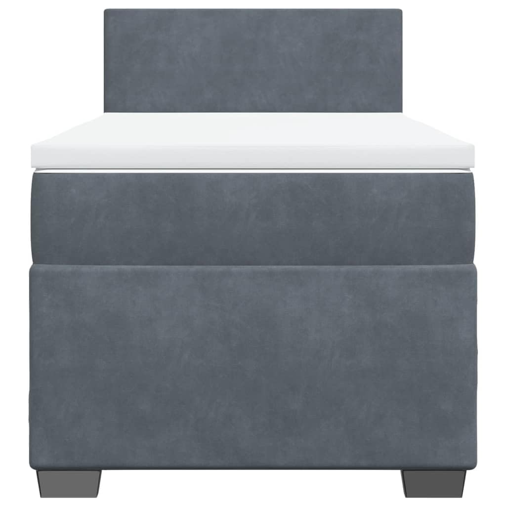 Velluto imbottito con contenitore molle insacchettate Grigio scuro 100x200