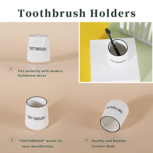 Toothbrush Holder For Bathroom Vanity And Countertop, Ceramic Farmhouse Brushing Holder 3.5-Inch (White) #TOP1