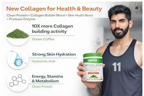 Image of OZiva Pro Collagen Peptides Caramel, 250g (Type I & Type II) | Whey Protein & Collagen Builder Peptides for Healthy Skin & Hair Muscular & Joint Health | Powder for Women & Men, Caramel, Pack of 1