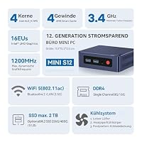 Beelink Mini PC S12, Intel Alder Lake-N95 Prozessor (bis zu 3.40GHz) Mini Computer 25W TDP, 8GB DDR4 RAM 480GB SSD Office Mini Desktop PC Windows 11 Home, 4K Dual HDMI/WiFi 5/BT4.2/RJ45 2.5G – Ansicht 3