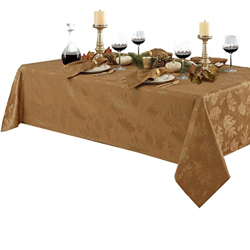 Newbridge Metallic Autumn Leaf Damask Thanksgiving Fabric Tablecloth thumb #2