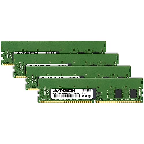 Image of A-Tech 32GB Kit (4x8GB) DDR4 2400MHz PC4-19200 ECC RDIMM 1Rx8 Single Rank 1.2V ECC Registered DIMM 288-Pin Server & Workstation RAM Memory Upgrade Modules (A-Tech Enterprise Series)