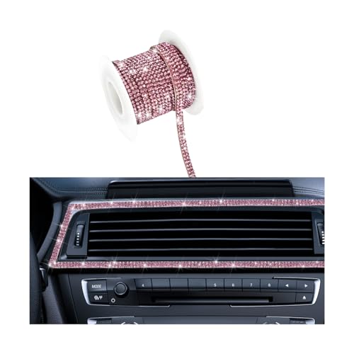 BELOMI 16.4 Foot Cut-to-Fit Self-Adhesive Rhinestone Trim Strip, Pink