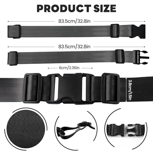 Baby 2-Point Safety Harness Straps, high Chair Straps, Adjustable Child Security Belt for Stroller, Pushchair & Bike Seat – Replacement Safety Straps for Toddler (Black, 62 lnch(Pack of 1))