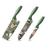 TJ POP Colorful Knife Set, 3Pcs Kitchen Knife Set, Color-Coded Coated Stainless Steel Kitchen Knives, Professional Kitchen Cutlery Set, Green