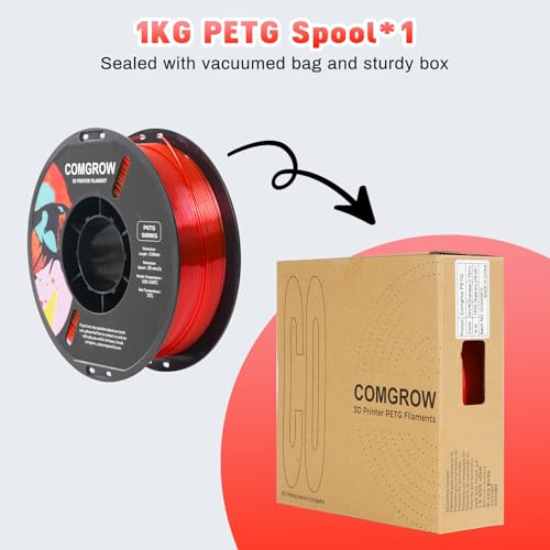 Image of Comgrow PETG 3D Printer Filament 1.75mm, High Precision and Tough 3D Printer Filament 1kg (2.2LBS), Dimensional Accuracy + /- 0.02 mm, Fit Most 3D Printers Gradient Red White