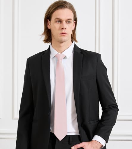 Image of KOOELLE Men's Ties Solid Pure Color Plain Neckties Formal Black Ties For Men