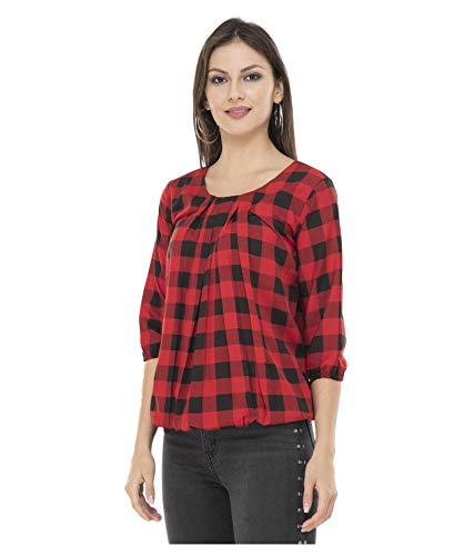 Red and black check top womens Clearance