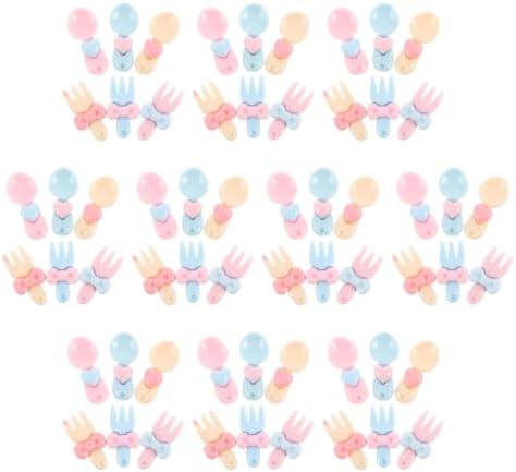 60pcs Cute Phone Case Charms Fork Spoon Heart DIY Decoration Kit