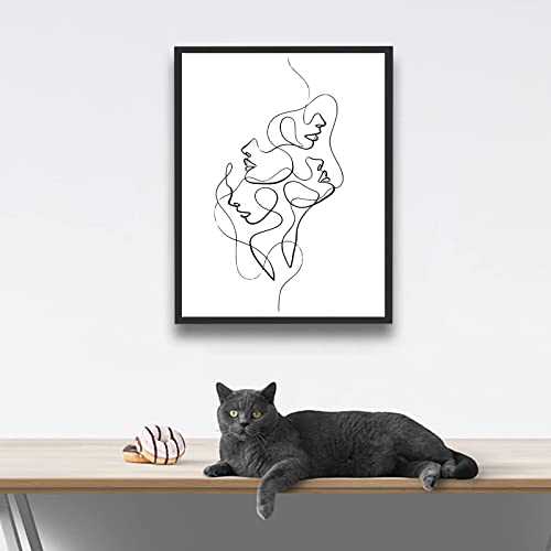 Abstract Face Line Wall Art Black And White Pictures Minimalist Line Art Female Line Art Prints Woman Abstract Line Painting Minimalist Line Art Poster Woman Head Silhouette Wall Art 12X16Inch Unframed #TOP3